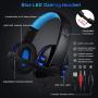 BlueFinger Backlit Gaming Keyboard and Mouse and LED Headset Combo,USB Wired 3 Color Crack Backlit Keyboard,Blue LED Light Gaming Headset,Gaming Keyboard Mouse Headphone Set for Work and Game