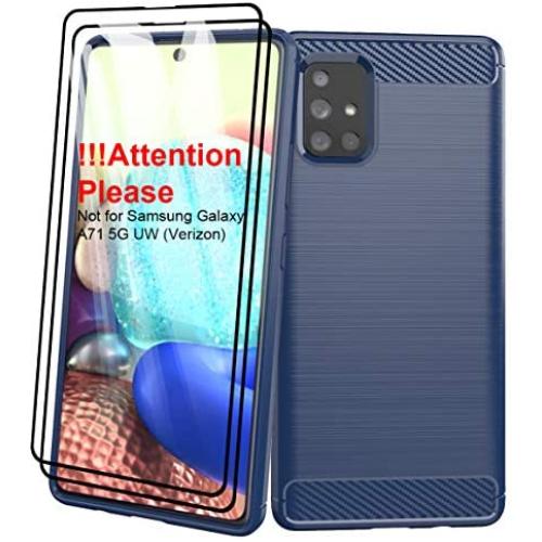 Aliruke Case for Samsung Galaxy A71 5G Case with Tempered Glass Screen Protector[2 Pack],Slim Shockproof TPU Bumper Cover Flexible Lightweight Protective Phone Case for Samsung Galaxy A71 5G, Blue