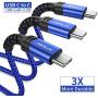 JSAUX USB C to C Cable 60W, 3-Pack [10ft+6.6ft+3.3ft ] Type C Fast Charging Cord Charger Compatible with Samsung Galaxy S20 Ultra Plus S20+ Note 10 10+ A80, Google Pixel 4 3 2 XL iPad Pro 2018 -Blue