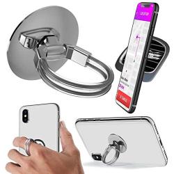 Aduro Cell Phone Ring Holder, 3 in 1 Universal Phone Ring Stand Car Holder, Finger Grip Phone Holder for iPhone, Samsung Phone and Smartphones (Silver)