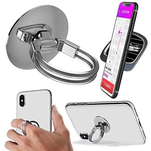 Aduro Cell Phone Ring Holder, 3 in 1 Universal Phone Ring Stand Car Holder, Finger Grip Phone Holder for iPhone, Samsung Phone and Smartphones (Silver) Aduro Cell Phone Ring Holder, 3 in 1 Universal Phone Ring Stand Car Holder, Finger Grip Phone Holder for iPhone, Samsung Phone and Smartphones (Silver)