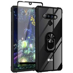 UCC LG Stylo 6 Case with Tempered Glass Screen Protector, Stylo 6 Case Kickstand Clear [Military Grade ] 15ft. Drop Tested Protective Cover for LG Stylo 6 Phone. (Black)