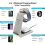 Quezqa Wireless Charging Stand – 3 in 1 Fast Wireless Charger – Qi Charging Station Dock Compatible with AirPods Pro Apple Watch Series 5 4 3 2 iPhone 11 Pro Max Xs X Xr 8(with QC 3.0 Adapter)