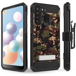 Evocel Galaxy A21 Explorer Series Pro with Glass Screen Protector and Belt Clip Holster for The Samsung Galaxy A21, Camouflage
