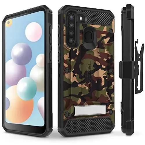 Evocel Galaxy A21 Explorer Series Pro with Glass Screen Protector and Belt Clip Holster for The Samsung Galaxy A21, Camouflage Evocel Galaxy A21 Explorer Series Pro with Glass Screen Protector and Belt Clip Holster for The Samsung Galaxy A21, Camouflage
