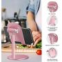 Swhatty Cell Phone Stand Universal Tablet Dock, Angle Height Adjustable Sturdy All Aluminum Alloy Stable Phone Holder for Desk, Compatible with Mobile Phone/iPad 4.7"-12.9" Screen (Rose Gold)