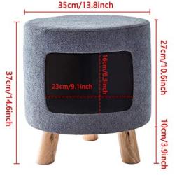 HuiDao Cat Condo Ottoman Round Foot Stool Ottoman with Cave and Inner Pad, Small Dog and Cat House Ottoman