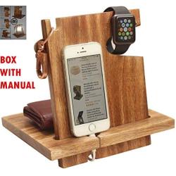 Todays Deals - Wooden Docking Station for Men - Great Gifts for Men, Women, Boy Friend, Him/Her - Holds Keys, Watch, Wallet, All Cell Phones – with Assemble Instructions