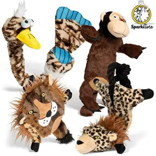 Sparki Time | Dog chew Toys | Dog Toys for Aggressive chewers Large, Medium, and Small Breed | Interactive Puppy Toys | Rope Toys | Crinkle Dog Toy | Dog Toy Squeaky | Plush | Stuffed and no Stuffing