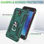 Galaxy J7 2018/J7 Aero/J7 Top/J7 Crown/J7 Aura/J7 Refine/J7 Eon Case with Tempered Glass Screen Protector [2Pack], Jshru Ring Car Mount Kickstand Phone Case for Samsung J7 Star Midnight Green