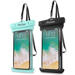 ProCase Universal Waterproof Case Cellphone Dry Bag Pouch for iPhone 11 Pro Max Xs Max XR XS X 8 7 6S Plus SE 2020, Galaxy S20 Ultra S10 S9 S8 +/Note 10+ 9, Pixel 4 XL up to 6.9" - 2 Pack, Green/Black