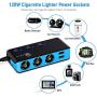 3-Socket Cigarette Lighter Quick Charge 3.0, Qidoe 120W 12V/24V Car Splitter and Three 2.4A USB Car Charger & LED Voltmeter Power Switch for GPS, Dash Cam, Sat Nav, Phone, iPad, Tablet (Blue)