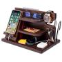 Wood Phone Docking Station Ash Key Holder Wallet Stand Watch Organizer Men Gift Husband Wife Anniversary Dad Birthday Nightstand Purse Father Graduation Male Travel Idea Gadgets