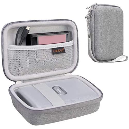 Canboc Carrying Case for Fujifilm Instax Mini Link Smartphone Printer, INSTAX Share SP-2 Mobile Printer, Mesh Pocket fits Fujifilm Instax Mini Instant Film, Cable, Travel Protective Cases, Ash White