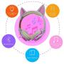 MeterMal Earphonel Cute Cat Ear Rechargeable Gaming Headset with LED Lights Colorful Over Ear Foldable Headphones with Mic for Cell Phone Pink