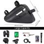 Bike Frame Bag, Waterproof Front Tube Triangle Pack Mountain Road Bicycle Storage Pouch, Bike Handlebar Bag with Reflective Strip for Cell Phone, Wallet, Repair Tool, Cycling Accessories (Black, 3L)