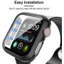 Tauri 2 Pack Case Built-in Tempered Glass Screen Protector for Apple Watch 40mm Series 5/Series 4, iWatch 40mm Glass Screen Protector Cover, Matte Hard Bumper, Full Protection - Black
