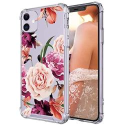 Case for iPhone 11,Cutebe Shockproof Series Hard PC+ TPU Bumper Protective Case for Apple iPhone 11 6.1 Inch Crystal (Floral)