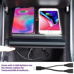 TAPTES Wireless Phone Charger for Tesla Model 3 Horizontally Or Vertically Dual Wireless Charging Pad Mat Model 3 Accessories for Enable Phone, Compatible Tesla Model 3-Gen 2 No Software Issue