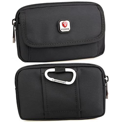 VIIGER Multipurpose Canvas Belt Pouch with Belt Loop Pouch Bag Smartphone Carrying Case Phone Belt Holder Holster iPhone 11 Pro Max Holster Case Molle Waist Bag for iPhone 11,11 Pro,XR,8 Plus,Black