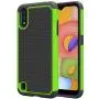 Dahkoiz Galaxy A01 Case with Tempered Glass Screen Protector [2 Pack], Armor Defender Cover Samsung Galaxy A01 Cases Dual Layer Hybrid Protective Phone Case for Samsung Galaxy A01, Green