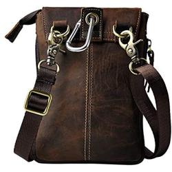 NKns Travel Accessories Leather Backpack Mens Mobile Phone Bag Outdoor 8 Inch Shoulder Bag Diagonal Cross Bag Chest Bag Purse