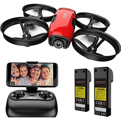 SANROCK U61W Drones for Kids with Camera, RC Quadcopter with 720P HD WiFi FPV Camera, Support Altitude Hold, Route Making, Headless Mode, One-Key Start, Emergency Stop, Great Gift for Boys Girls