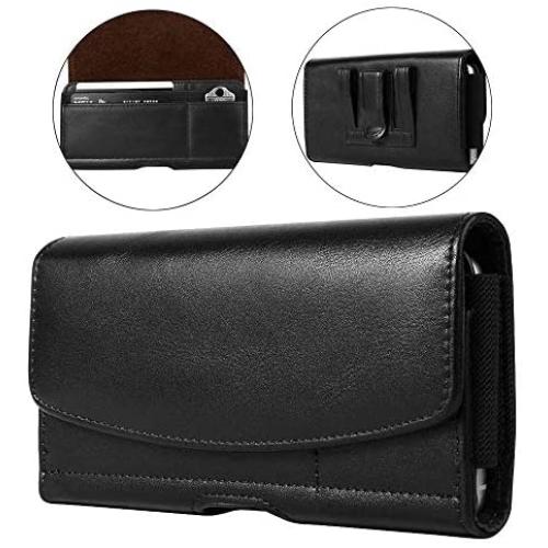 Extra Large Cell Phone Belt Clip Holster Case PU Leather Pouch Holder for Samsung Galaxy S20 Ultra A20S A70 A71 Note 10 Plus Note 9 8, Xperia 10 Plus XA1 Ultra, ZTE Blade Z Max, Coolpad Legacy -XL