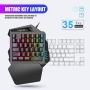 One-Handed Keyboard, 35-Key,Support Wrist Rest, Mechanical Gaming Keyboard RGB LED Backlit for PC Computer & Smartphones (Black)