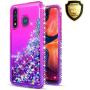 STARSHOP- Moto E 2020 Case, Motorola Moto E 2020 Phone Case, [NOT FIT E2/E4/E5] with [Tempered Glass Protector Included] Liquid Floating Glitter Quicksand Bling with Spot Diamond Cover - Pink/Purple