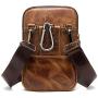 NKns Gifts for Men Vertical Leather Mens Small Bag Retro Shoulder Bag Wearing Belt Mobile Phone Pocket