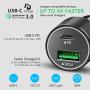 [Latest 2020] USB C PD Car Charger, Total 36W Dual Type C Fast PD Car Charger with 18W Power Delivery & Quick Charge 3.0 for iPhone11 Pro MAX/11 Pro, iPad and More(USB C to A Cable Included)
