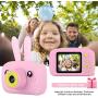 Fealay Kids Camera, Cute Rabbit Shape Digital Video Camera with 12MP 2 Inch Large Screen, Mini Rechargeable and Shockproof Camera Creative DIY Camcorder for Little Girl with 32GB SD Card (Pink)