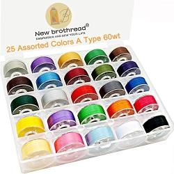 New brothread 25pcs Assorted Colors 70D/2 (60WT) Prewound Bobbin Thread Plastic Size A SA156 for Embroidery and Sewing Machine Polyester Thread Sewing Thread DIY Embroidery Thread Sewing Thread