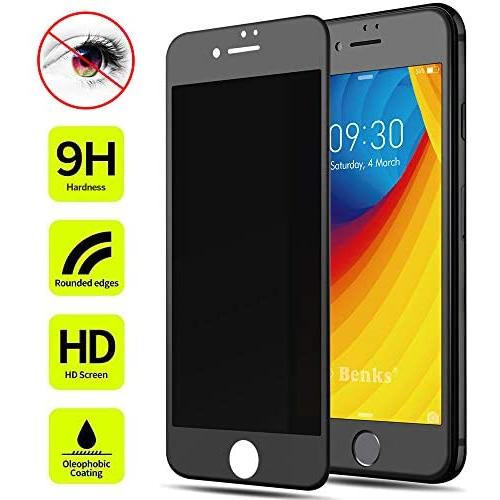 iPhone 8 7 SE (2nd Generation) Anti Spy Screen Protector Tempered Glass, Benks Privacy Protective Film with Soft Frame and 0.23mm 3D Curve Edge Full Coverage (Black for iPhone8/7, 4.7-Inch)