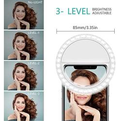 Selfie Ring Light, UWALK Rechargeable Clip-on Selfie Light with 36 LED Lights, Selfie Light Ring for iPhone/Android Smart Phone Photography, Camera Video, Girl Makes up-3 Light Modes