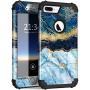 iPhone 8 Plus Case, iPhone 7 Plus Case, Hocase Heavy Duty Shockproof Protection Hard Plastic+Silicone Rubber Hybrid Protective Case for iPhone 7 Plus/iPhone 8 Plus - Blue Marble