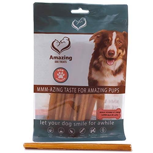 AMAZING DOG TREATS 6 Inch Thin Steer and Bubble Bully Sticks - Premium Dog Chews - All Natural Rawhide Alternative - Long Lasting Dog Chews - 100% Bully Bone Dog Treats - Promotes Canine Dental Health