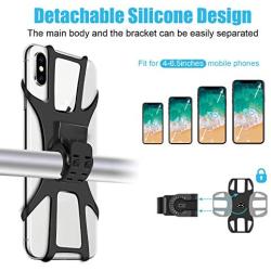 SYOSIN Bike Phone Mount, Detachable 360° Rotation Motorcycle Phone Mount with Adjustable Universal Silicone Handlebar Cradle Compatible with iPhone 11 Pro Max/X/XS MAX/XR/8/8 Plus, Samsung S10/S10e