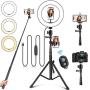 10" Ring Light with Stand and Phone Holder, Selfie Ring Light with Tripod Stand, Dimmable LED Ring Light Desktop Selfie Light Ring Led Camera Ringlight for Live Stream/Makeup/YouTube/TikTok