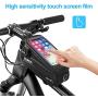 Bike Phone Front Frame Bag - Waterproof Bicycle Top Tube Cycling Phone Mount Pack with Touch Screen Sun Visor Large Capacity Phone Case for Cellphone Below 6.5’’ iPhone 7 8 Plus xs max