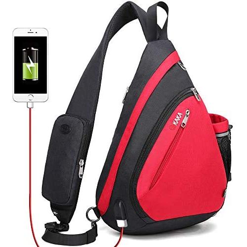 KAKA Sling Bag,Crossbody Backpack Shoulder Bag Travel With USB Charging Port