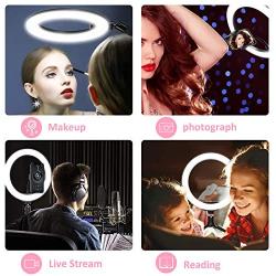Samuyang 10" Selfie Ring Light with Tripod Stand & Phone Holder,Mini Desktop LED Portable Dimmible Makeup Ringlight for Photography, Pictures,Live Stream, YouTube Video, Shooting,TikTok