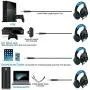 GM-1 Headphones Compatible PS4 Pro PC Tablet Cellphone,AFUNTA Stereo LED Backlit Gaming Headset with Mic-Blue