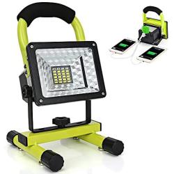 LED Work Light with Magnetic Stand 15W 24 LED Rechargeable Shop Light Portable Outdoor Camping Spotlights with Dual USB Port and Emergency SOS Mode