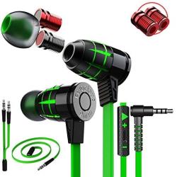 Plextone Chat Gaming Earphone with Gaming Tuner Gadget & Extension Cord for Cell Phone iOS Android Computer Laptop (G25 Green)