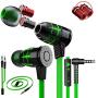 Plextone Chat Gaming Earphone with Gaming Tuner Gadget & Extension Cord for Cell Phone iOS Android Computer Laptop (G25 Green)