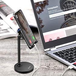 AONKEY Adjustable Cell Phone Stand, Desk Cellphone Holder Compatible with iPhone Xs Max XS XR X 6 6S 7 8 Plus, All Android Smartphone & iPad& Other 7”-13” Tablets