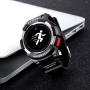 F6 Bluetooth Smart Watch IP68 Waterproof Sport Tracker Watch Outdoor Style Touchscreen with Pedometer, Message Push, Sleep Monitor, Heart Rate, Alarm Clock and Stopwatch (Silver + Black)
