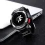 F6 Bluetooth Smart Watch IP68 Waterproof Sport Tracker Watch Outdoor Style Touchscreen with Pedometer, Message Push, Sleep Monitor, Heart Rate, Alarm Clock and Stopwatch (Silver + Black)